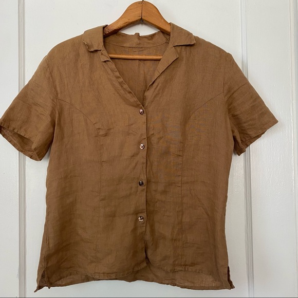 VINTAGE linen ss button up - Picture 5 of 8